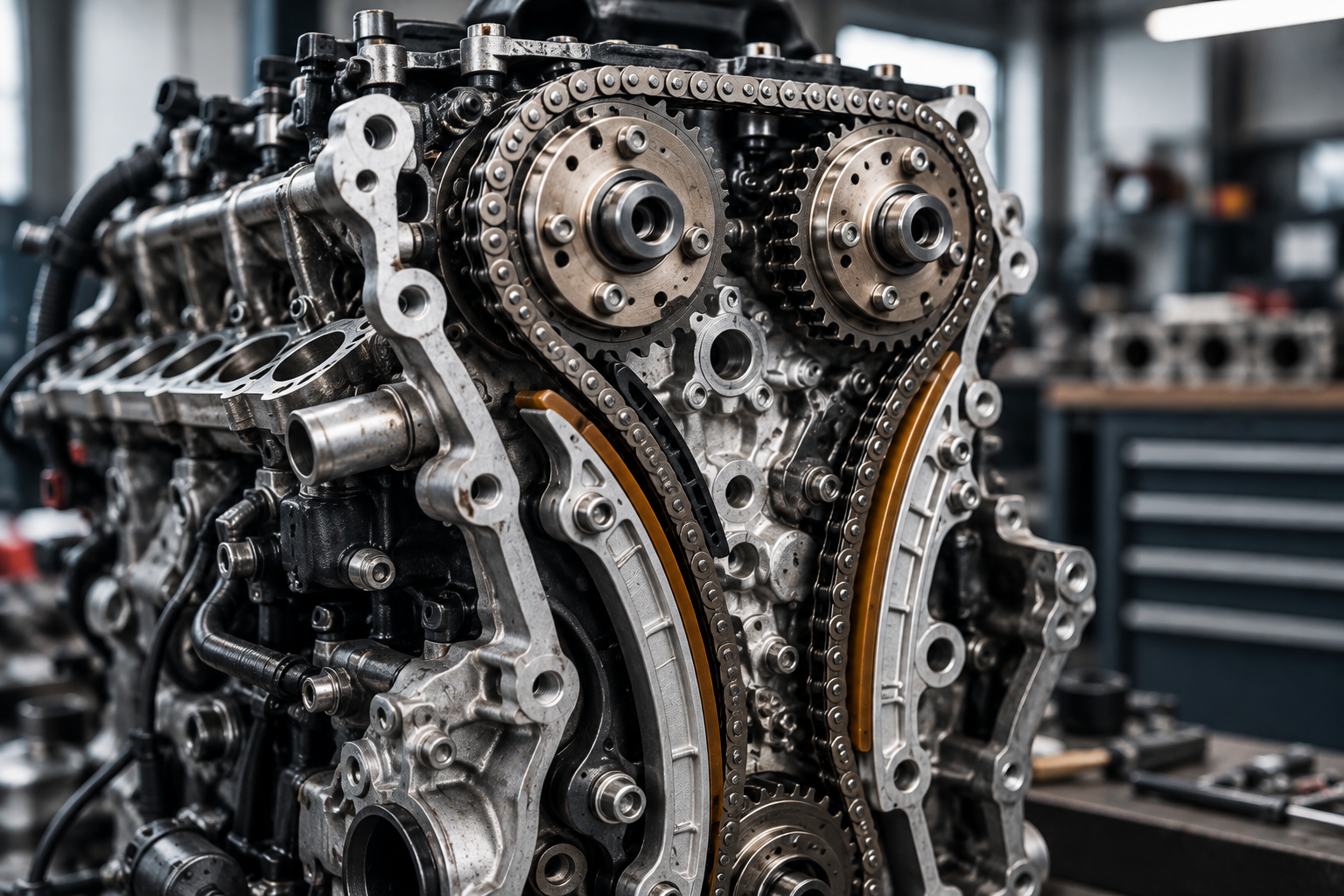 Steuerkette im Motorblock